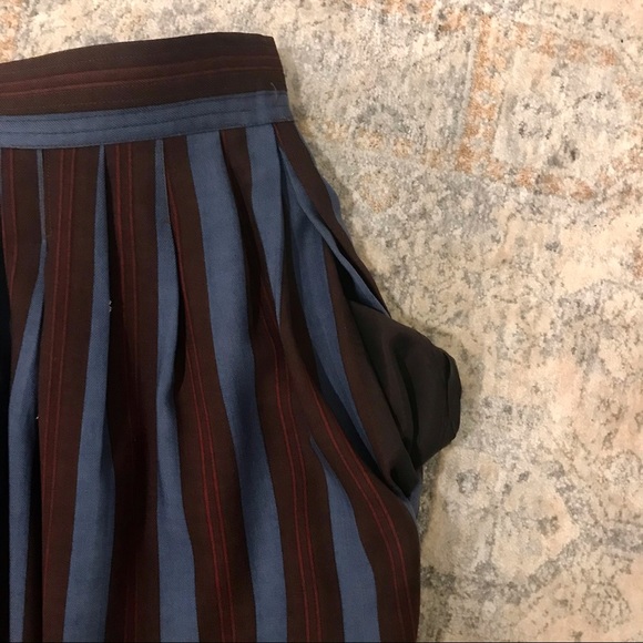 Vintage Yves Saint Laurent multicolor striped pleated wool skirt. Size S. - Picture 10 of 12